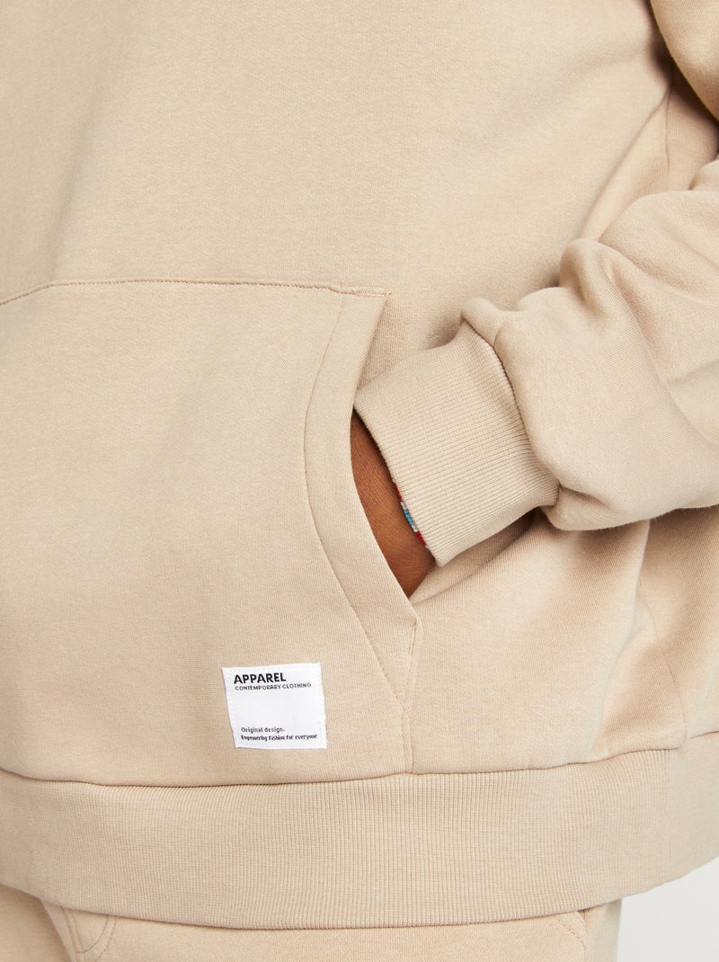 Sudadera de felpa con capucha beige - Kiabi