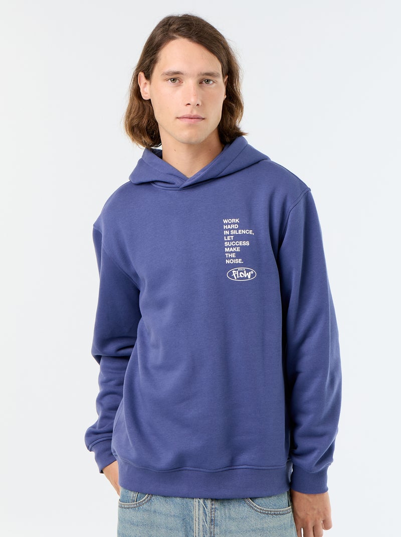 Sudadera de felpa con capucha estampada Azul - Kiabi