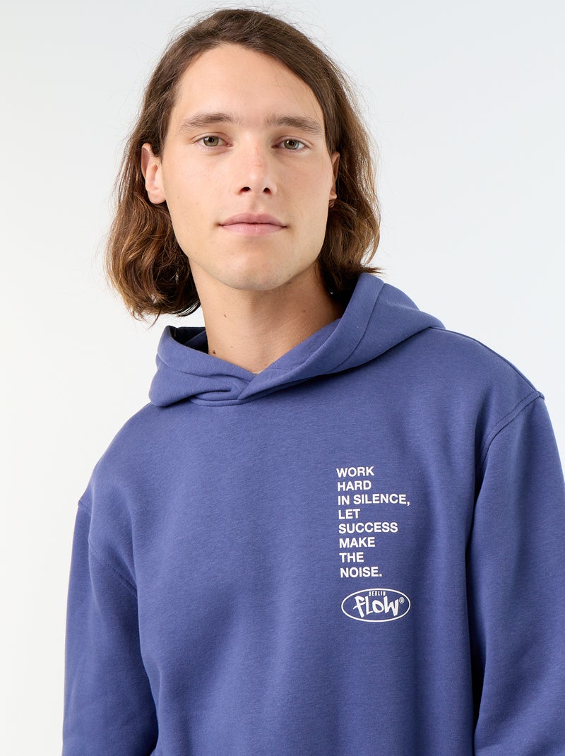 Sudadera de felpa con capucha estampada Azul - Kiabi