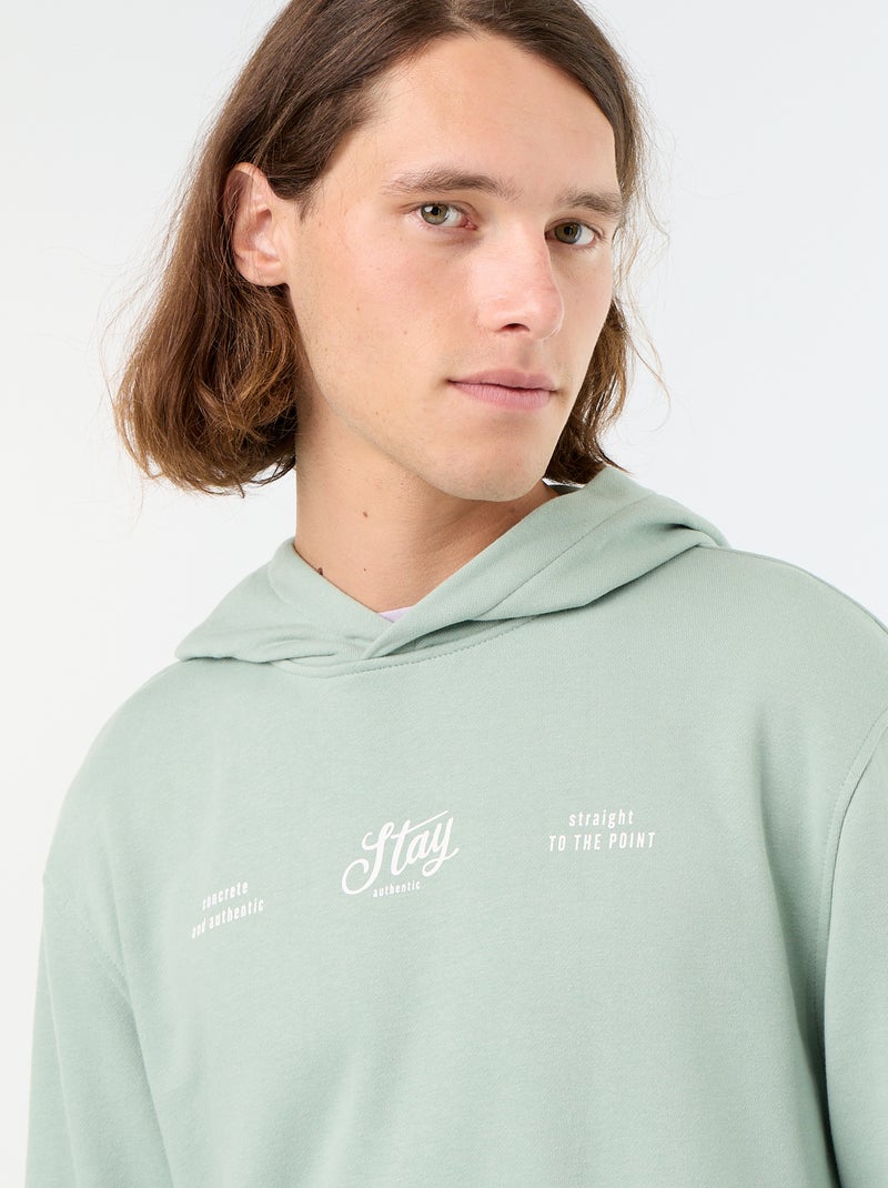 Sudadera de felpa con capucha estampada Verde - Kiabi