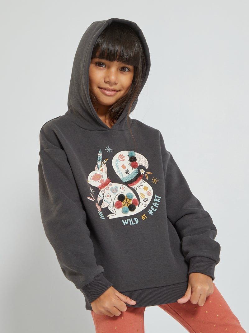 Sudadera de felpa con capucha GRIS - Kiabi