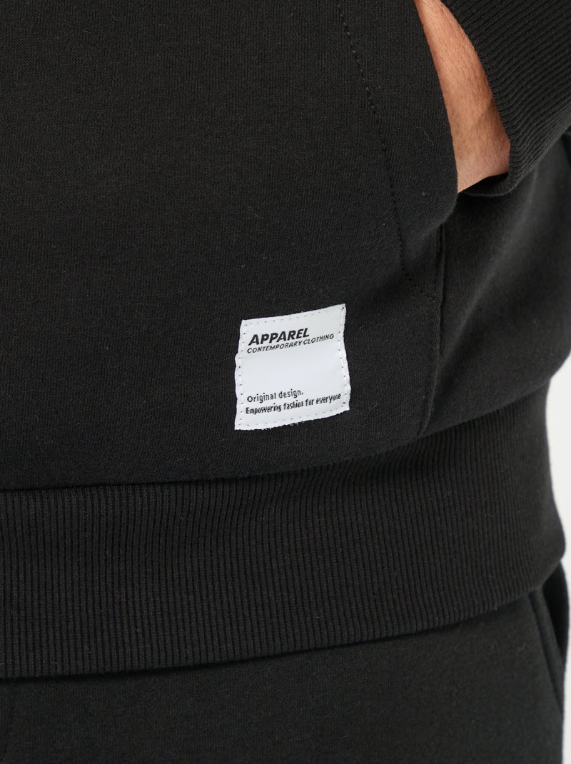 Sudadera de felpa con capucha negro - Kiabi