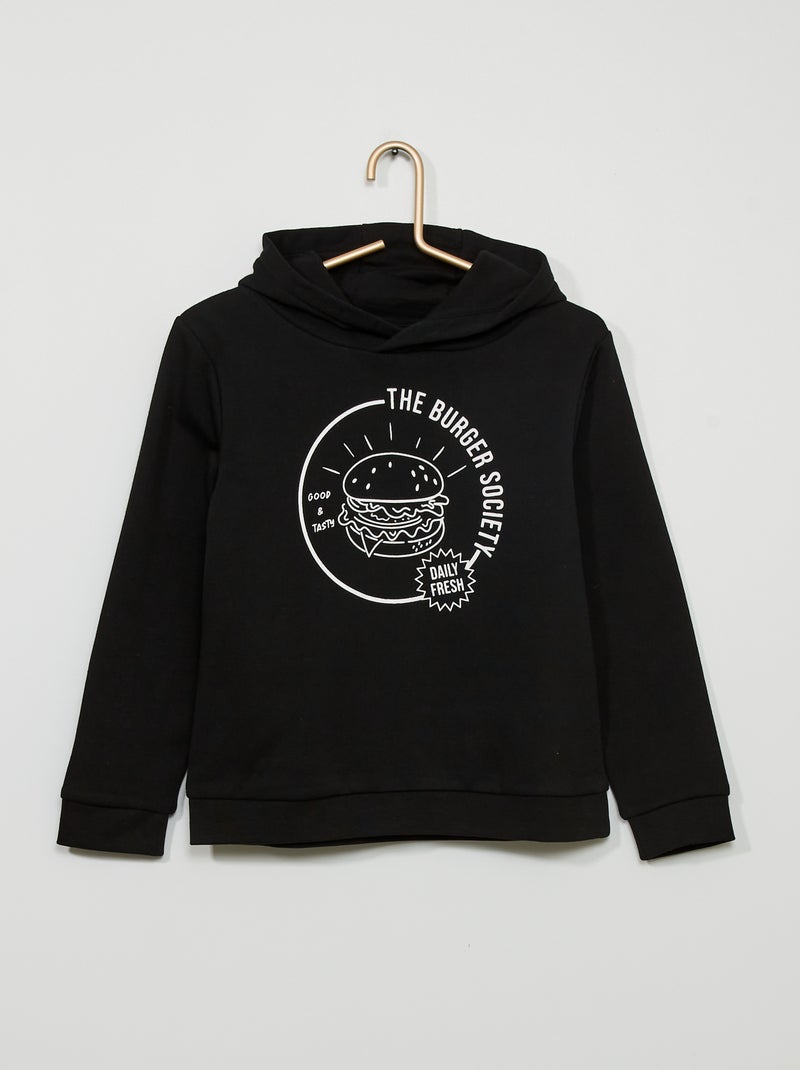Sudadera de felpa con capucha NEGRO - Kiabi