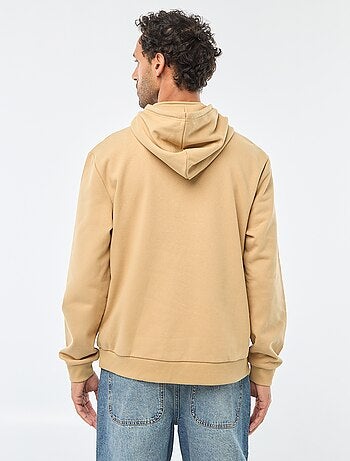 Sudadera de felpa con capucha y abertura de cremallera en el cuello