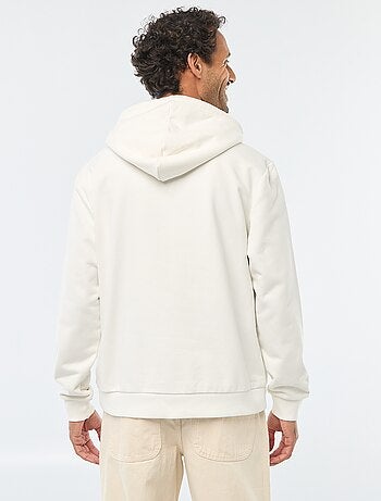 Sudadera de felpa con capucha y abertura de cremallera en el cuello