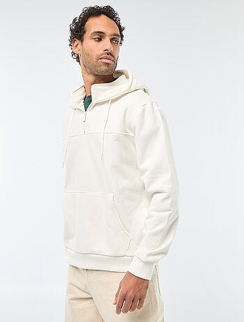 Sudadera de felpa con capucha y abertura de cremallera en el cuello