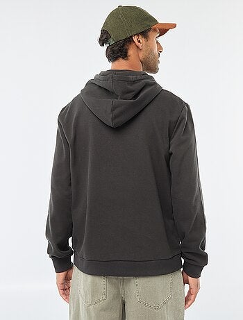 Sudadera de felpa con capucha y abertura de cremallera en el cuello