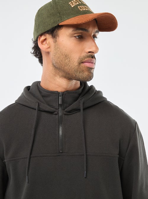 Sudadera de felpa con capucha y abertura de cremallera en el cuello - Kiabi
