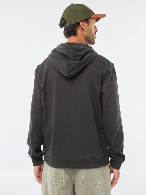 Sudadera de felpa con capucha y abertura de cremallera en el cuello - Kiabi