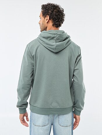 Sudadera de felpa con capucha y abertura de cremallera en el cuello