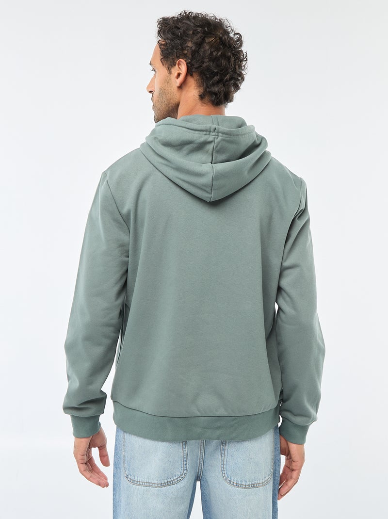 Sudadera de felpa con capucha y abertura de cremallera en el cuello Verde - Kiabi