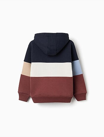 Sudadera de felpa con capucha y bloque de colores