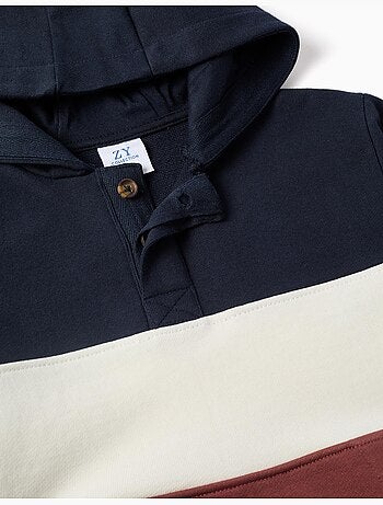 Sudadera de felpa con capucha y bloque de colores