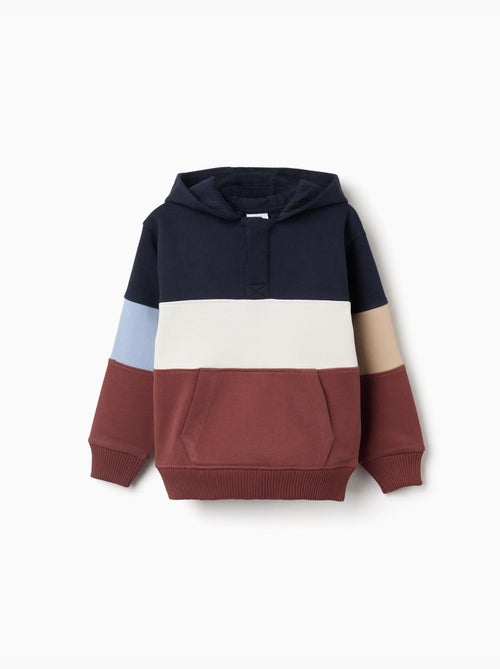 Sudadera de felpa con capucha y bloque de colores - Kiabi