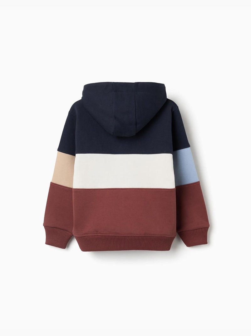 Sudadera de felpa con capucha y bloque de colores Marrón - Kiabi