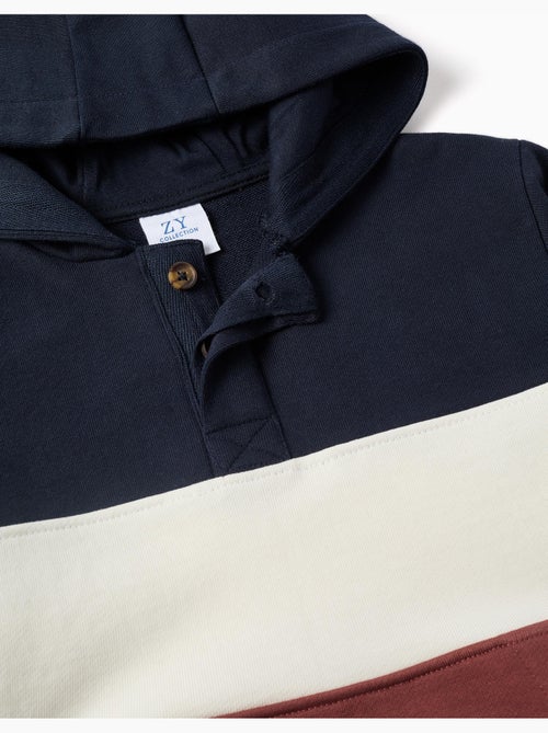 Sudadera de felpa con capucha y bloque de colores - Kiabi