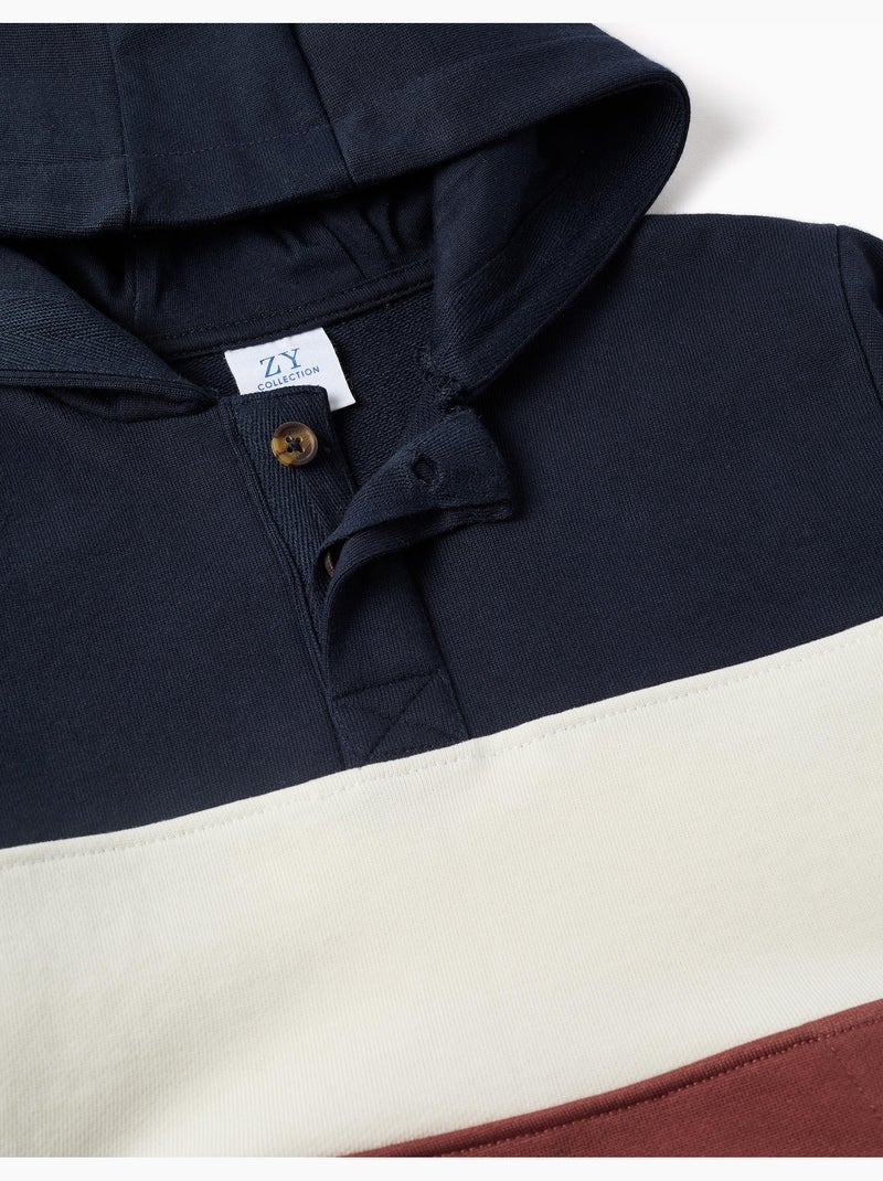 Sudadera de felpa con capucha y bloque de colores Marrón - Kiabi