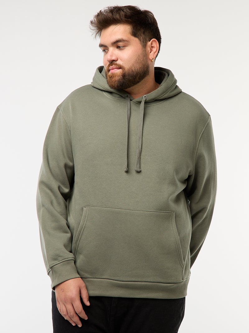 Sudadera de felpa con capucha y bolsillo canguro Verde Tallas