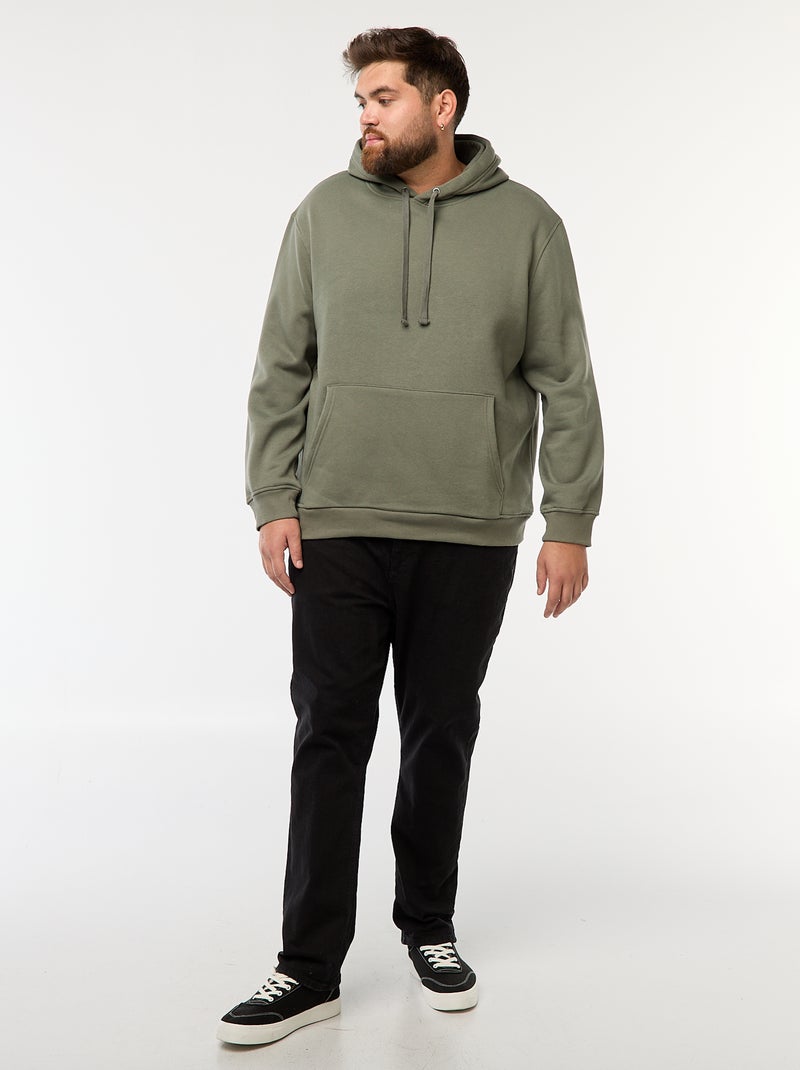 Sudadera de felpa con capucha y bolsillo canguro Verde - Kiabi