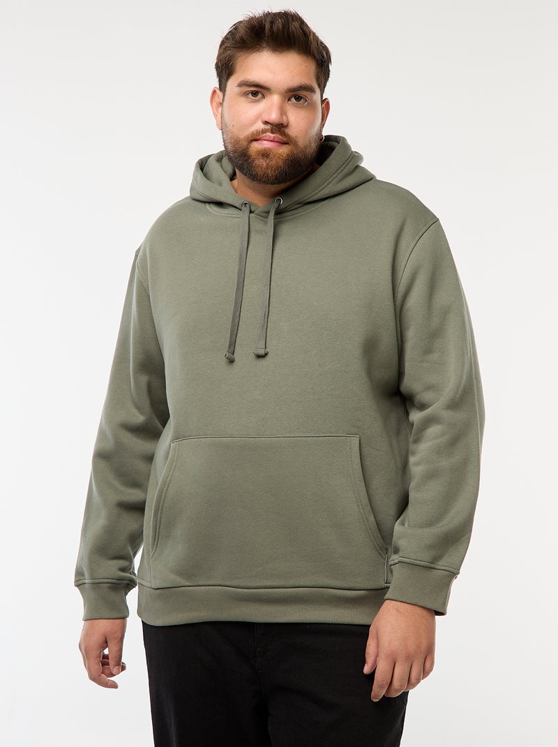Sudadera de felpa con capucha y bolsillo canguro Verde - Kiabi