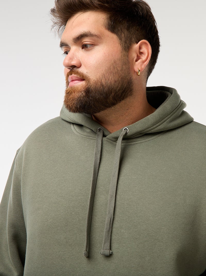 Sudadera de felpa con capucha y bolsillo canguro Verde - Kiabi