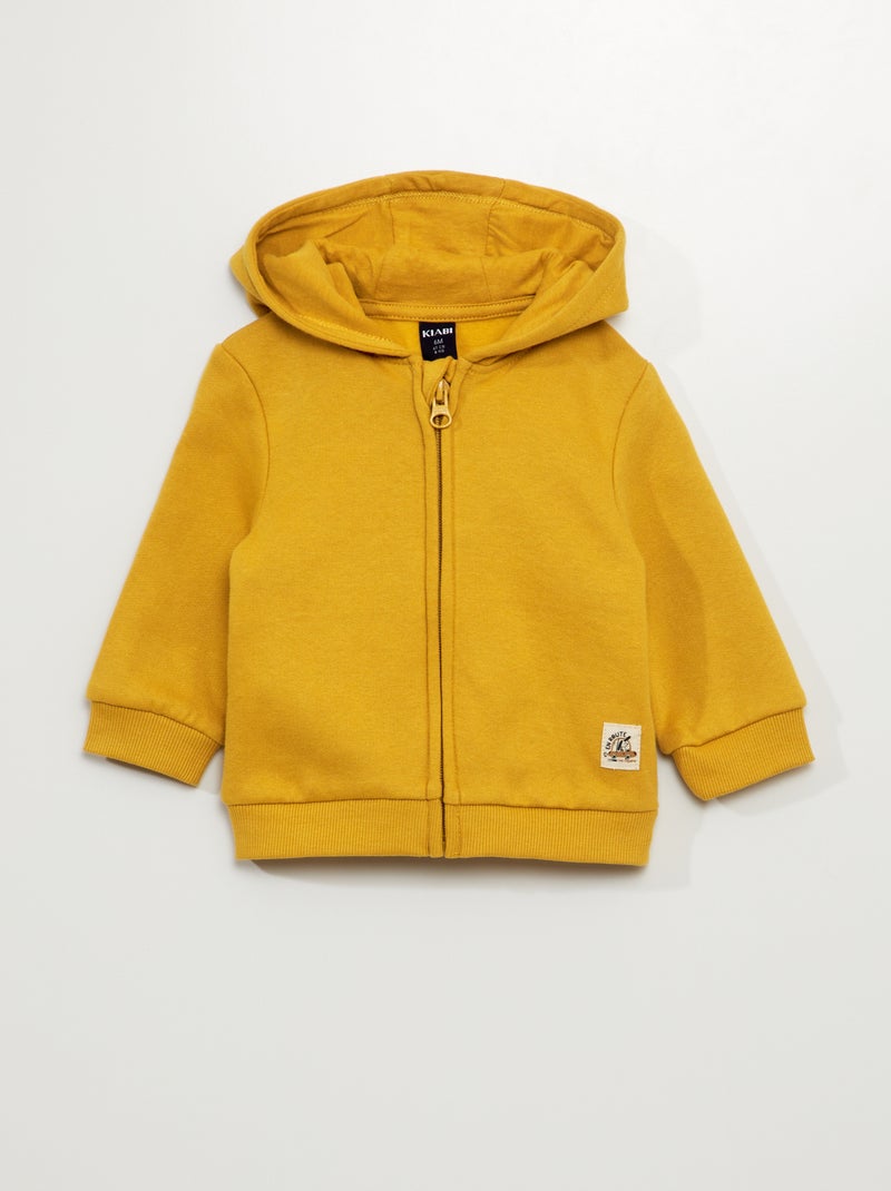 Sudadera de felpa con cremallera amarillo - Kiabi