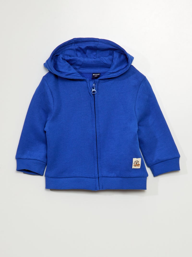 Sudadera de felpa con cremallera azul - Kiabi