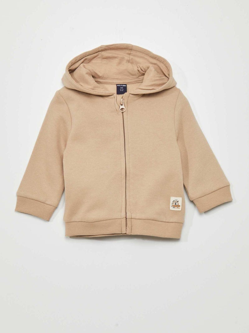 Sudadera de felpa con cremallera BEIGE - Kiabi