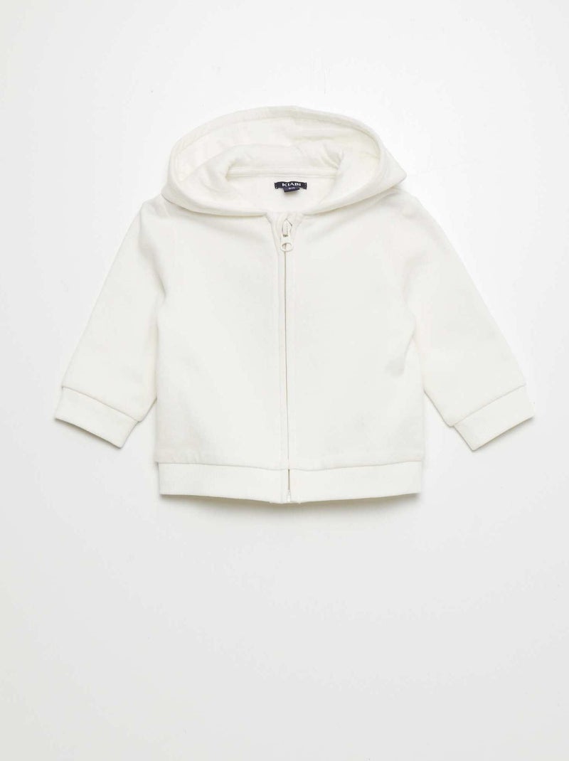 Sudadera de felpa con cremallera BLANCO - Kiabi