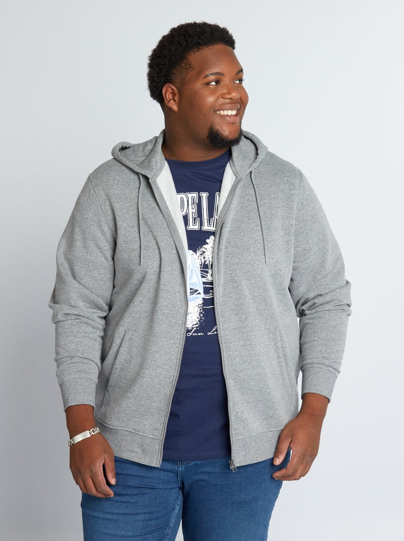 Sudadera de felpa con cremallera GRIS - Kiabi