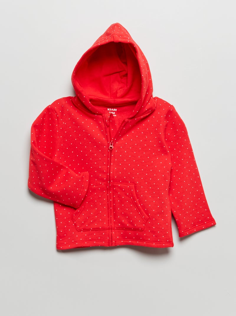 Sudadera de felpa con cremallera ROJO - Kiabi
