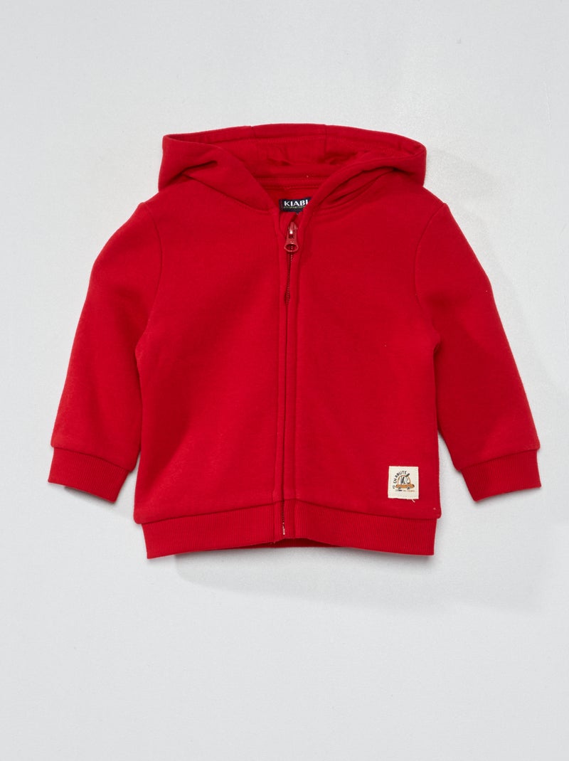 Sudadera de felpa con cremallera ROJO - Kiabi