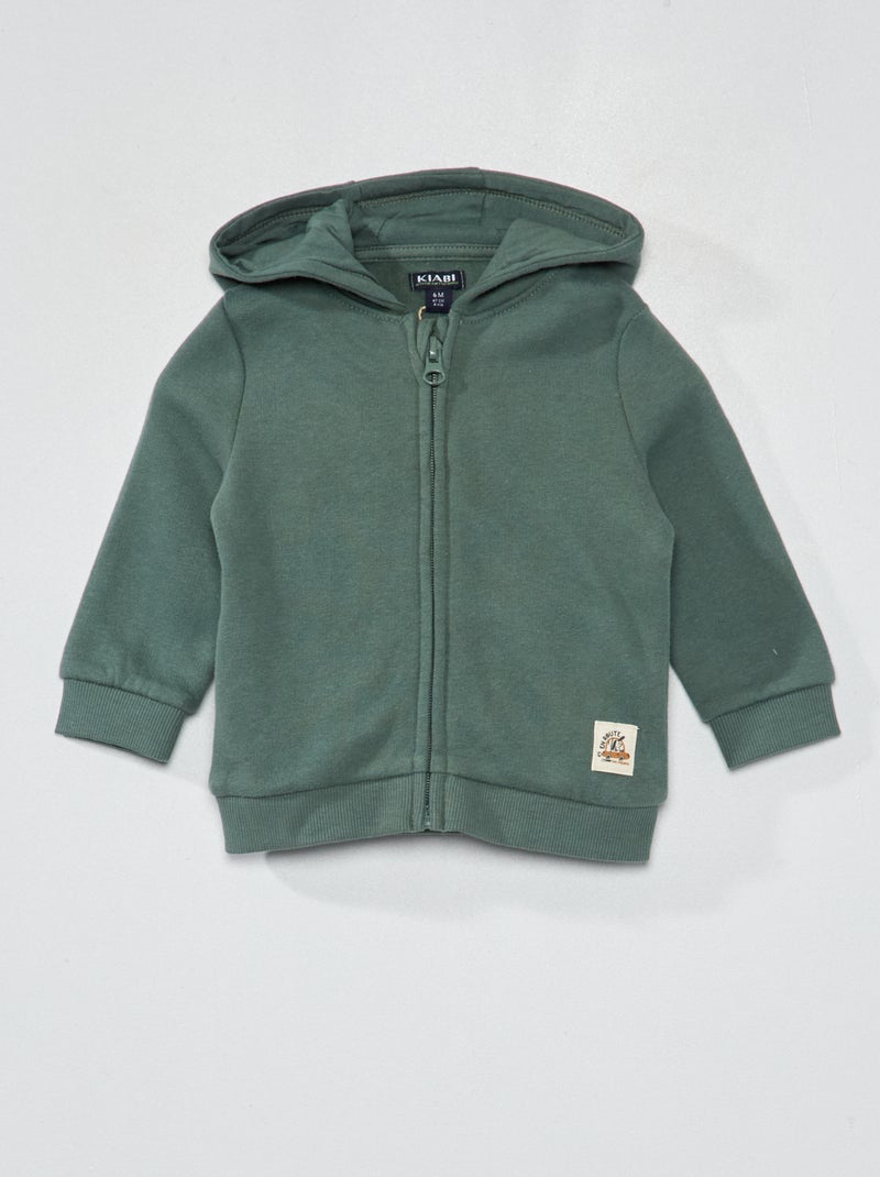 Sudadera de felpa con cremallera verde gris - Kiabi