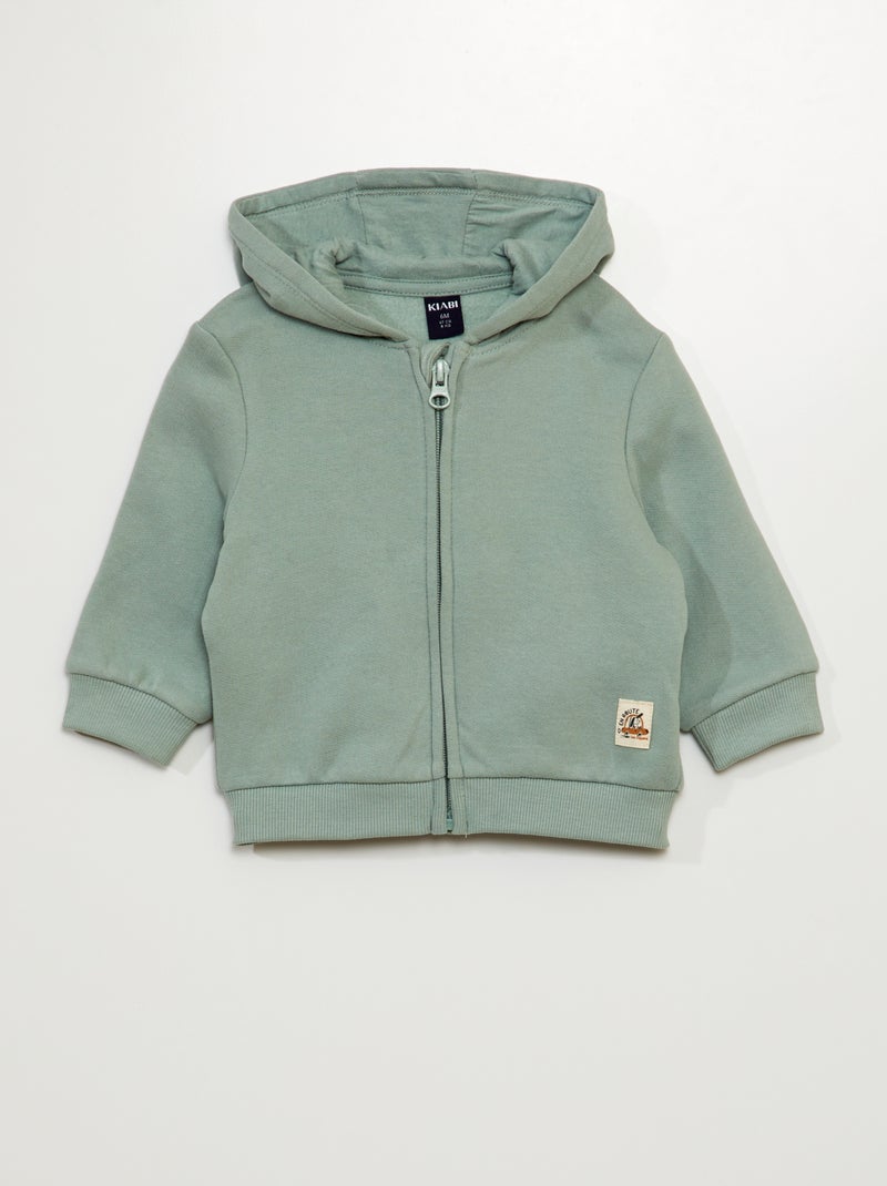 Sudadera de felpa con cremallera VERDE - Kiabi