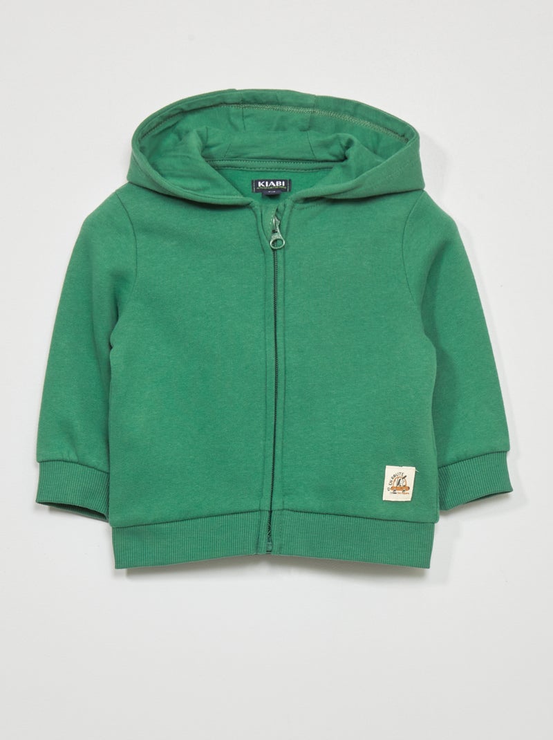 Sudadera de felpa con cremallera verde - Kiabi