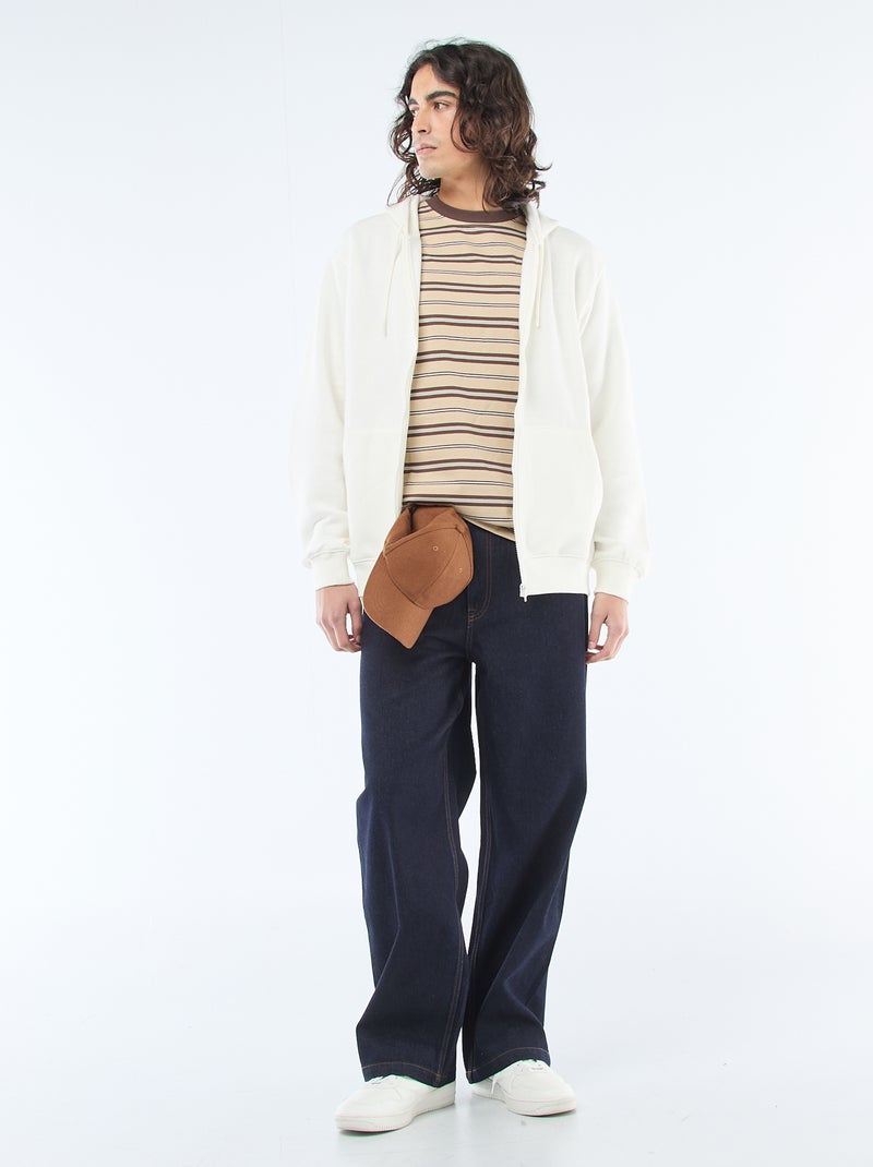 Sudadera de felpa con cremallera y capucha Blanco - Kiabi