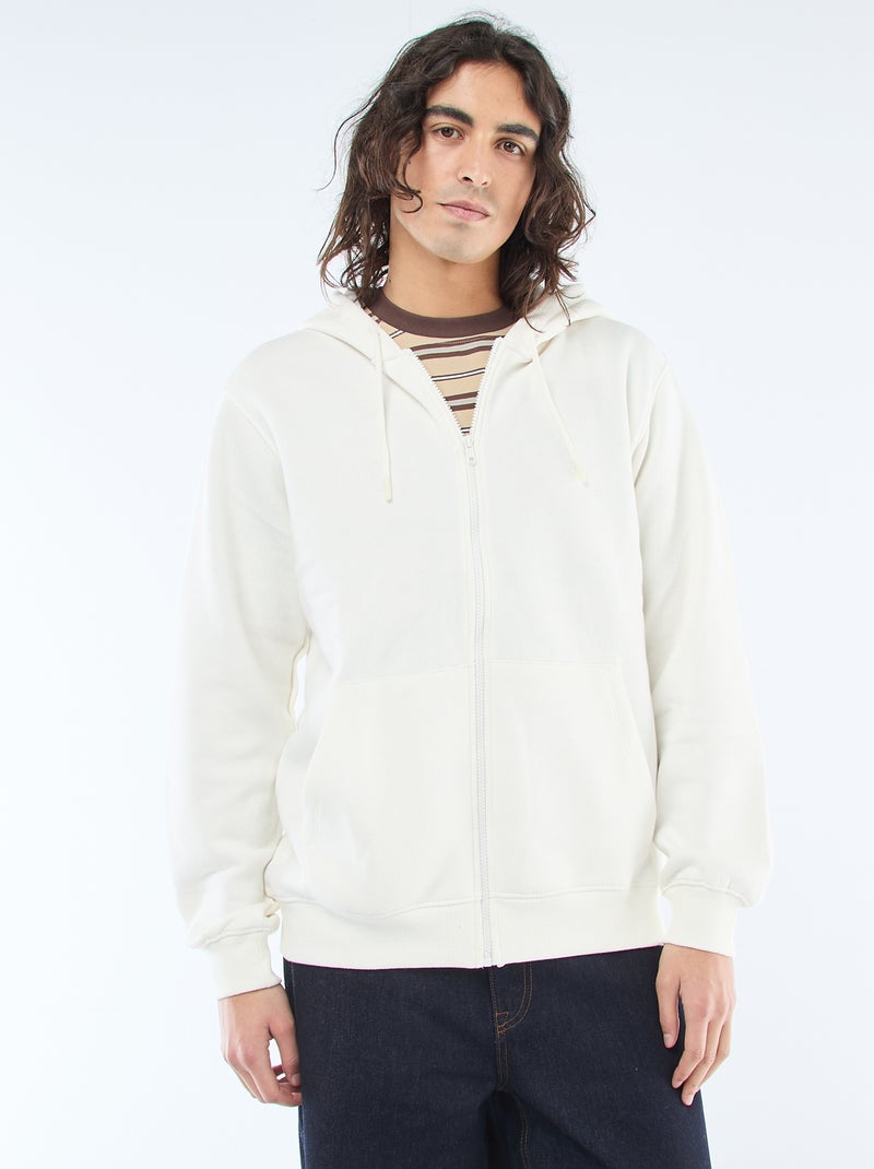 Sudadera de felpa con cremallera y capucha Blanco - Kiabi
