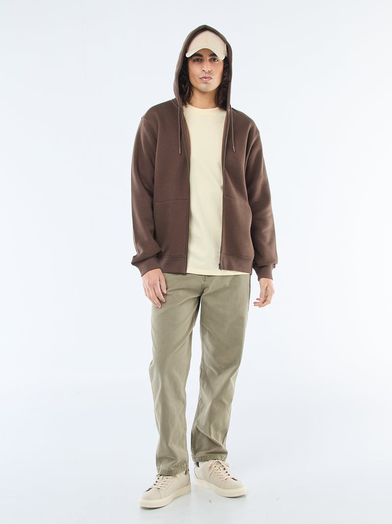 Sudadera de felpa con cremallera y capucha Marron - Kiabi