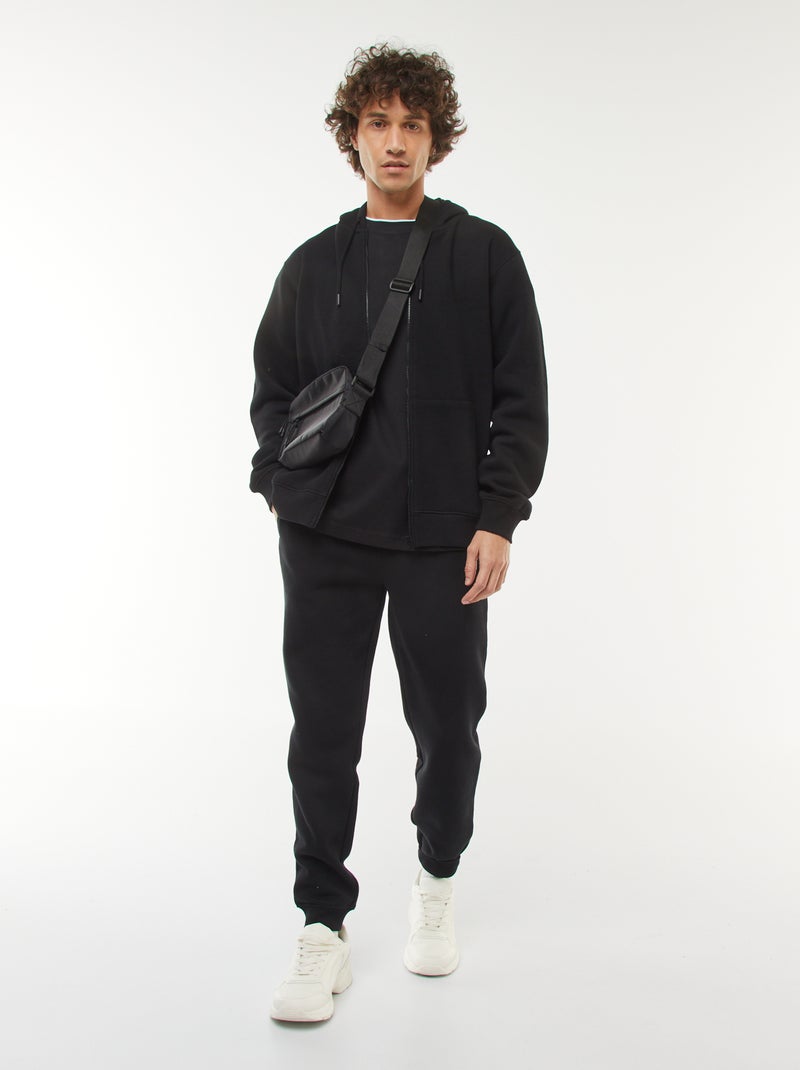 Sudadera de felpa con cremallera y capucha negro - Kiabi