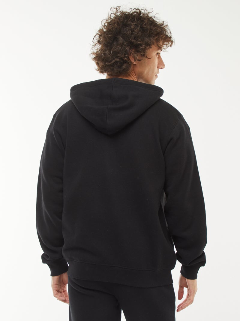 Sudadera de felpa con cremallera y capucha negro - Kiabi