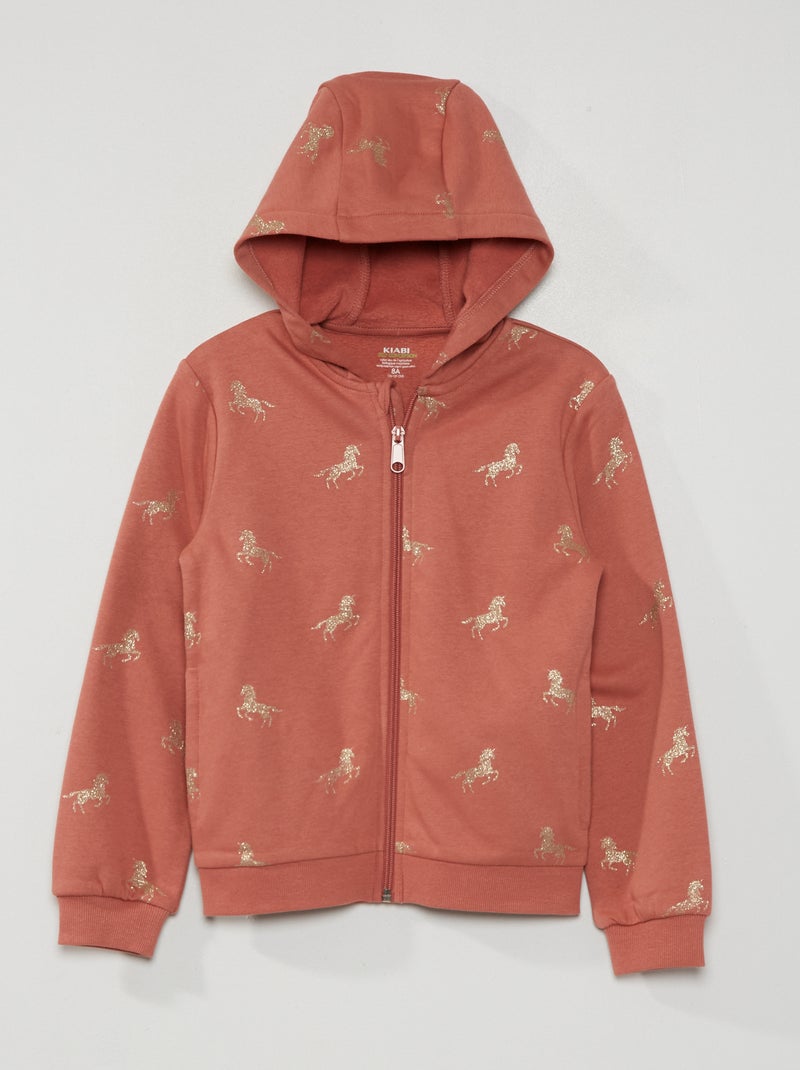 Sudadera de felpa con cremallera y capucha ROSA - Kiabi