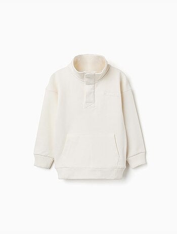 Sudadera de felpa con cuello alto simulado y estampado