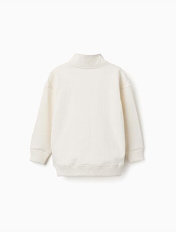 Sudadera de felpa con cuello alto simulado y estampado