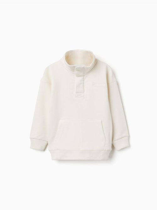 Sudadera de felpa con cuello alto simulado y estampado - Kiabi