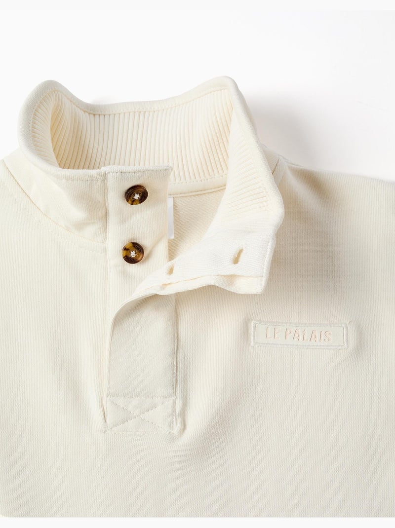 Sudadera de felpa con cuello alto simulado y estampado Blanco - Kiabi