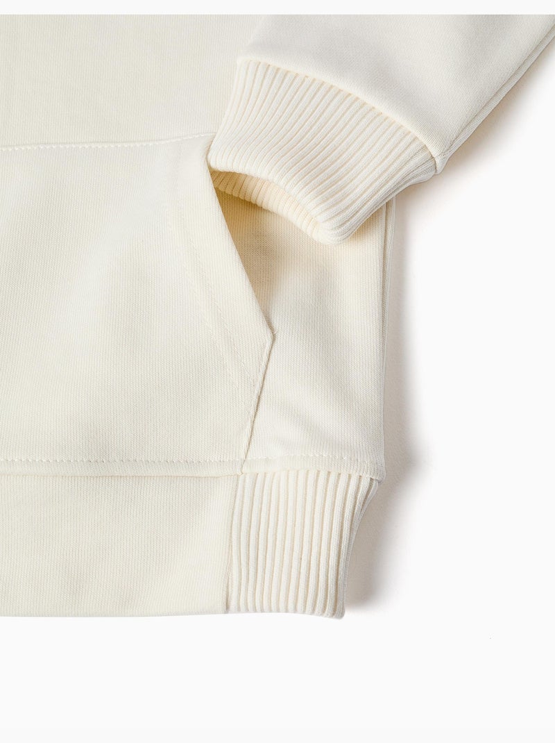 Sudadera de felpa con cuello alto simulado y estampado Blanco - Kiabi
