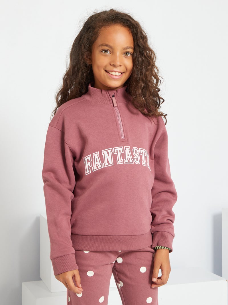 Sudadera de felpa con cuello con cremallera ROSA - Kiabi