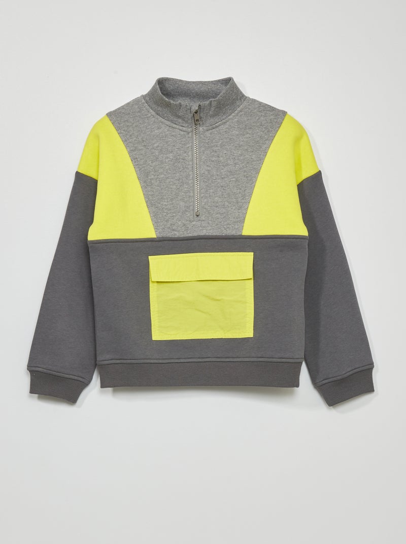 Sudadera de felpa con cuello de cremallera AMARILLO - Kiabi