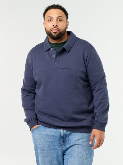 Sudadera de felpa con cuello polo - Kiabi