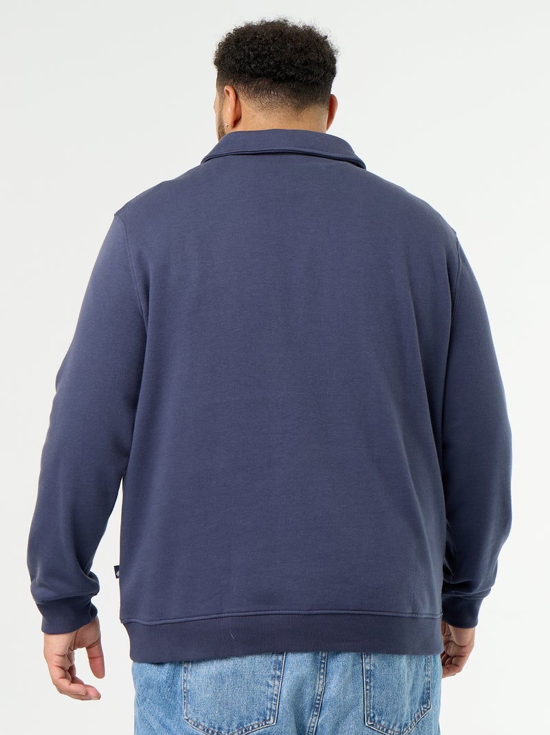 Sudadera de felpa con cuello polo Azul - Kiabi